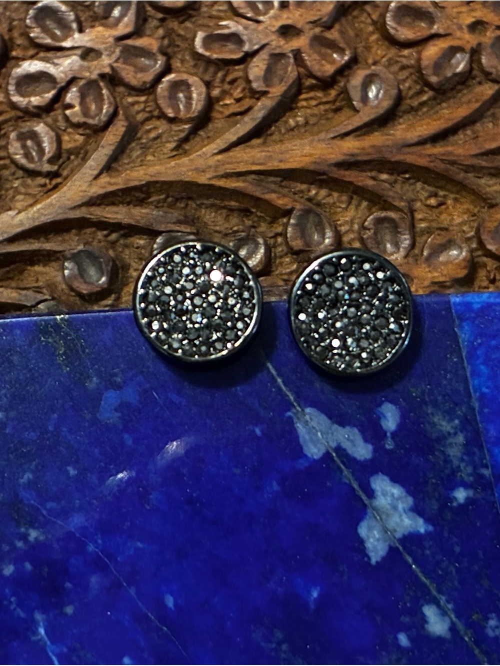 Express Black Pavé Round Stud Earrings